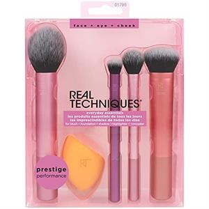 Real Techniques Everyday Essentials Make-Up Brush Set 5 Pieces (1 x Blusher Brush 
1 x Miracle Complexion Sponge
1 x Face Powder Brush 
1 x Eye Brush)