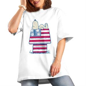 All+Every Peanuts Snoopy Patriotic Kennel Women's Boyfriend Fit T-Shirt