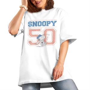 All+Every Peanuts Snoopy 50 Baseball Swing Women's Boyfriend Fit T-Shirt