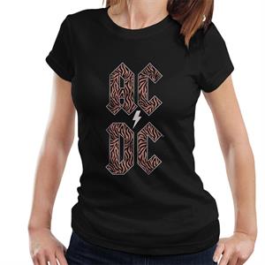 ACDC Stacked Leopard Print Logo Women's T-Shirt