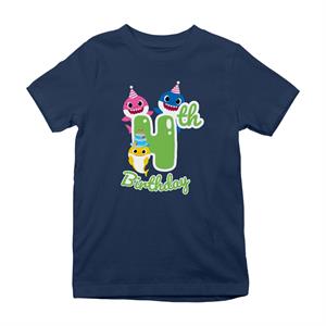 Baby Shark 4th Birthday Mommy And Daddy Kid's T-Shirt