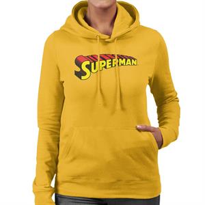 Superman 3 Dimensional Yellow Logo Women's Hooded Sweatshirt