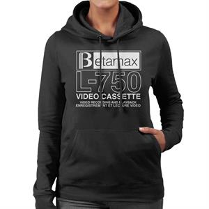 Betamax White B Logo L 750 Video Cassette Women's Hooded Sweatshirt