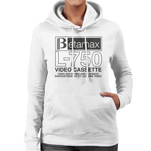 Betamax Black B Logo L 750 Cassette Women's Hooded Sweatshirt