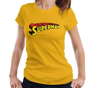 Superman 3 Dimensional Yellow Logo Women's T-Shirt