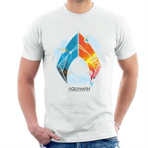 Aquaman Blue And Orange Symbol Atlans Trident Men's T-Shirt