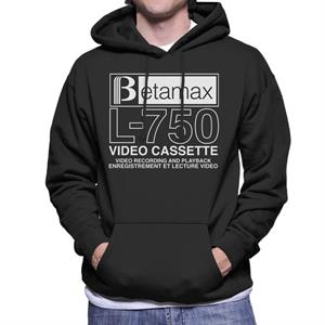 Betamax White B Logo L 750 Video Cassette Men's Hooded Sweatshirt