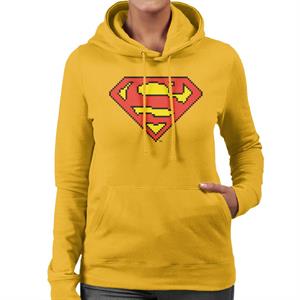 Superman Pixelated Logo Women's Hooded Sweatshirt