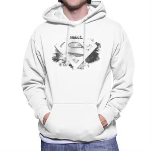 Superman Faded Black And White Logo Men's Hooded Sweatshirt