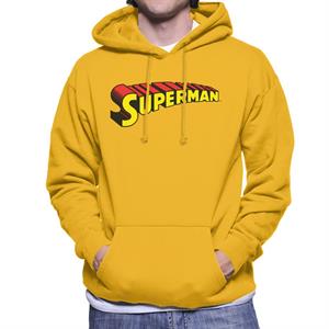 Superman 3 Dimensional Yellow Logo Men's Hooded Sweatshirt