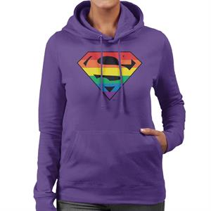 Superman Rainbow Logo Women's Hooded Sweatshirt