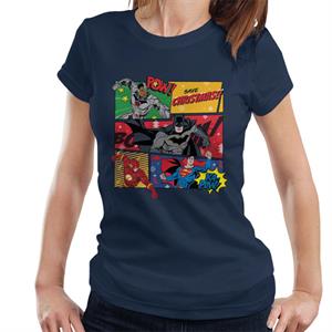 Justice League Christmas Comic Save Christmas Women's T-Shirt