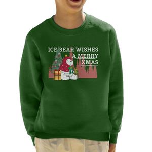 We Bare Bears Christmas Ice Bear Wishes A Merry Xmas Kid's Sweatshirt