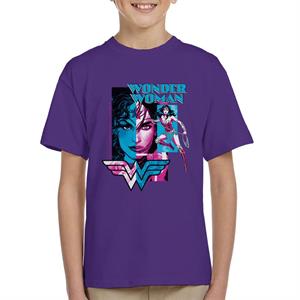 Wonder Woman Blue And Purple Montage Kid's T-Shirt