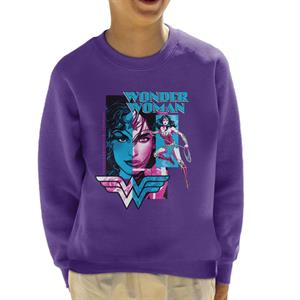 Wonder Woman Blue And Purple Montage Kid's Sweatshirt