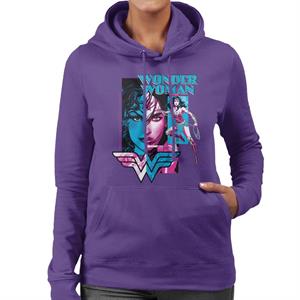 Wonder Woman Blue And Purple Montage Women's Hooded Sweatshirt