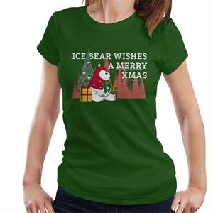 We Bare Bears Christmas Ice Bear Wishes A Merry Xmas Women's T-Shirt