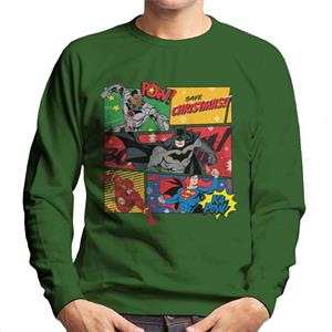 Justice League Christmas Comic Save Christmas Men's Sweatshirt