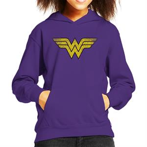 Wonder Woman Faded Yellow Logo Kid's Hooded Sweatshirt