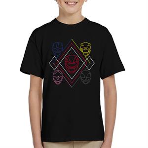 Power Rangers Heads Line Art Kid's T-Shirt