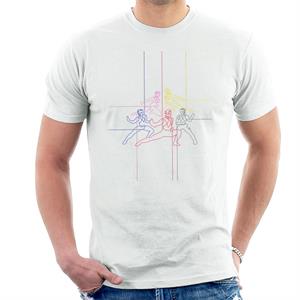 Power Rangers Action Pose Line Art Men's T-Shirt