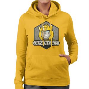 Transformers Bumblebee Retro Face Badge Women's Hooded Sweatshirt