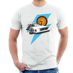 Back to the Future 88 Clock And Delorean Men's T-Shirt