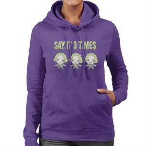 Beetlejuice Halloween Say It Three Times Women's Hooded Sweatshirt