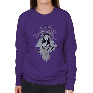 Corpse Bride Emily Surrounded By Bird Silhouettes Women's Sweatshirt