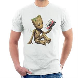 Marvel Guardians Of The Galaxy Vol 2 Groot Holding Awesome Mix Men's T-Shirt