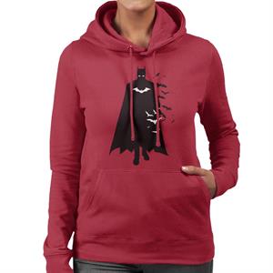 The Batman Silhouette White Bats Women's Hooded Sweatshirt