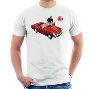 MG Red Getting In Car British Motor Heritage Men's T-Shirt