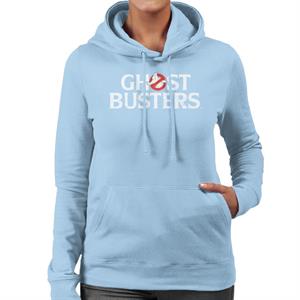 Ghostbusters Faded White Text Logo Women's Hooded Sweatshirt