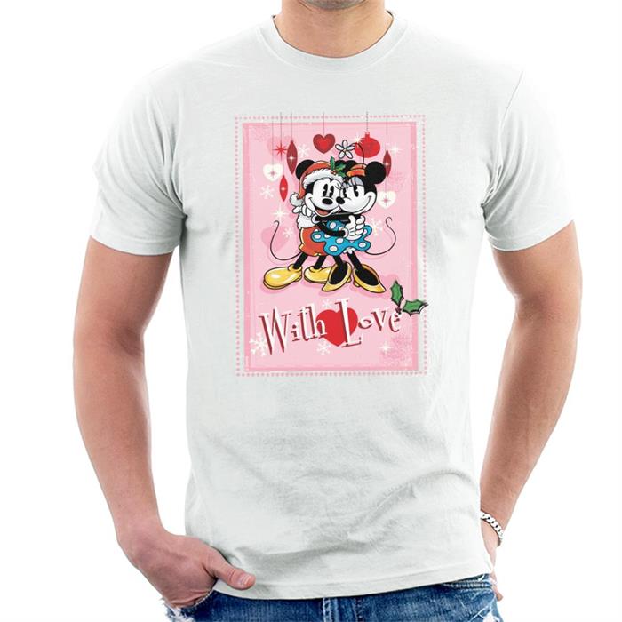 Disney Christmas Mickey And Minnie Mouse With Love Men's T-shirt - Shopontv