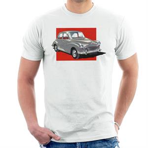 Morris Minor Red Background British Motor Heritage Men's T-Shirt