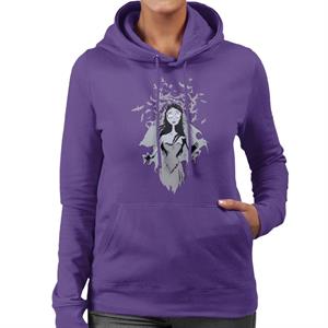 Corpse Bride Emily Surrounded By Bird Silhouettes Women's Hooded Sweatshirt