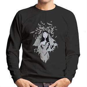 Corpse Bride Emily Surrounded By Bird Silhouettes Men's Sweatshirt