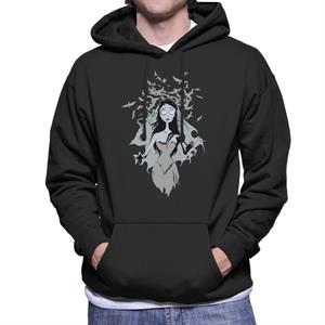 Corpse Bride Emily Surrounded By Bird Silhouettes Men's Hooded Sweatshirt