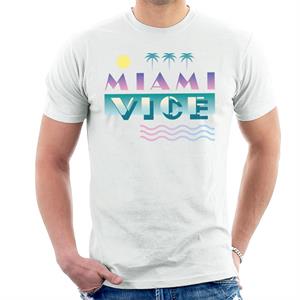 Miami Vice Logo With Sun And Palm Trees Men's T-Shirt