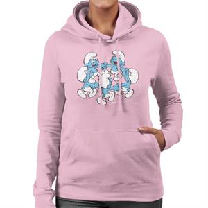 The Smurfs Holding Hands And Dancing Women's Hooded Sweatshirt