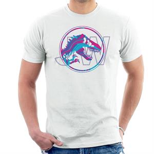 Jurassic Park JW T Rex Blue And Pink Gradient Men's T-Shirt