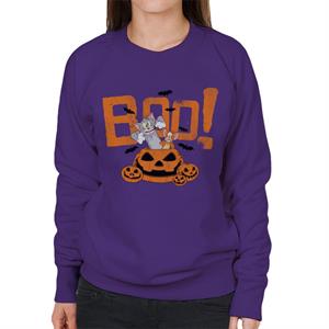 Tom and Jerry Halloween Boo Pumpkin Surprise Women's Sweatshirt