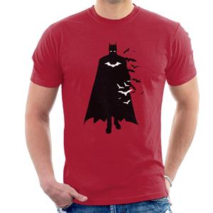 The Batman Silhouette White Bats Men's T-Shirt