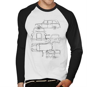 London Taxi Company Light Blueprint Men's Baseball Long Sleeved T-Shirt