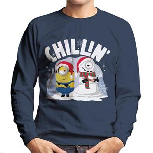 Minions Christmas Snowman Chillin Men's Sweatshirt