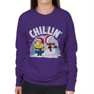 Minions Christmas Snowman Chillin Women's Sweatshirt