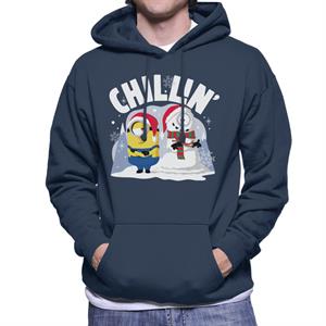 Minions Christmas Snowman Chillin Men's Hooded Sweatshirt