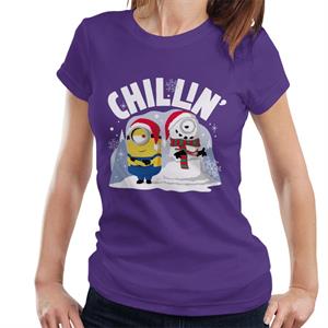 Minions Christmas Snowman Chillin Women's T-Shirt