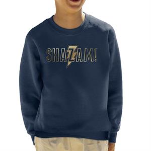 Shazam Gold Outline Logo Kid's Sweatshirt