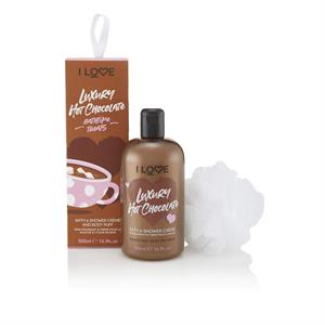 I Love...Chocolate Bathtime Treats Gift Set 500ml Bath & Shower Créme + Body Puff